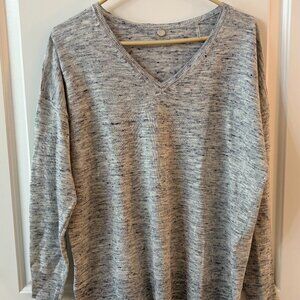 Margaret O’Leary V-Neck Heather Blue Cotton Sweater-S